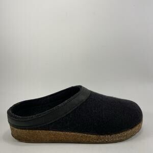 Haflinger Grizzly Pure Wool Clog Womens Size 38 US Size 7 Black Slipper Mule